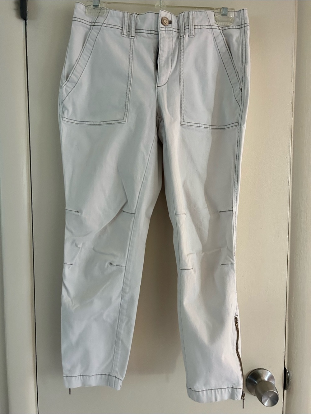 White House Black Market Light Gray Cropped Utility Pants